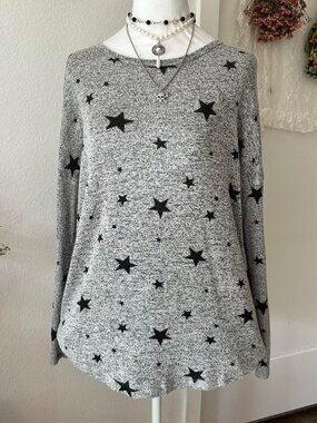 Buffalo David Bitton Gray and Black Long Sleeve Sweater Top